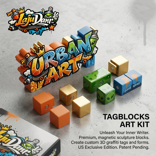 LajuDanr™ Tagblocks Magnetic 3D Graffiti Art Kit | Custom Street Art Sculpture Blocks & Fidget Toy | Creative Desk Decor DIY Building Set for Teens, Adults & Urban Art Enthusiasts